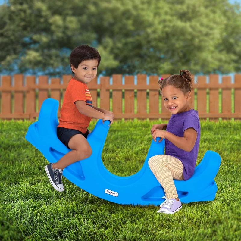 SIMPLAY3 Rock and Roll Teeter Totter Seesaw - Rocking Fun for Two Toddlers or Kids Ages 18 Months to 5 Yrs- Sapphire, Made in USA - Image 3